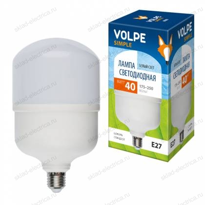 LED-M80-40W/NW/E27/FR/S Лампа светодиодная. Матовая. Серия Simple. Белый свет (4000K). Картон. ТМ Volpe.