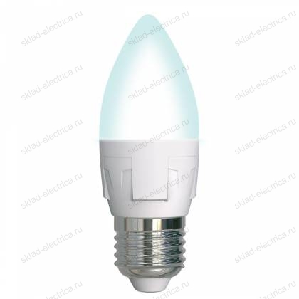 LED-C37 7W/4000K/E27/FR/DIM PLP01WH Лампа светодиодная, диммируемая. Форма «свеча», матовая. Серия Яркая. Белый свет (4000K). Картон. ТМ Uniel.