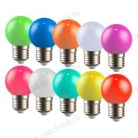 LIGHTING Набор ламп светодиодных декоративных G45 шар 1Вт 230В MIX E27 10 шт IEK