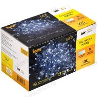 LIGHTING Гирлянда нить 10м 100 светодиодов белый свет IP44 прозрачный шнур 3м 230В контроллер 8 сцен IEK