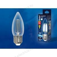 LED-C35-9W/4000K/E27/CL PLS02WH Лампа светодиодная. Форма "свеча", прозрачная. Серия Sky. Белый свет (4000К). Картон. ТМ Uniel.
