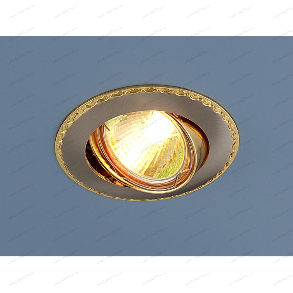 Точечный светильник для натяжных, подвесных потолков 635 MR16 SNG сатин никель/золото