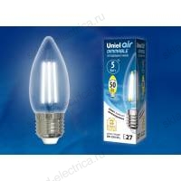 LED-C35-5W/NW/E27/CL/DIM GLA01TR Лампа светодиодная диммируемая. Форма "свеча", прозрачная. Серия Air. Белый свет (4000K). Картон. ТМ Uniel