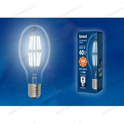 LED-ED90-40W/NW/E40/CL GLP05TR Лампа светодиодная, прозрачная. Белый свет (4000K). Картон. ТМ Uniel