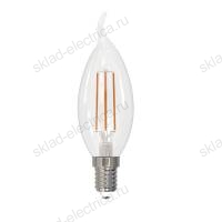 LED-CW35-5W/4000K/E14/CL/SLF Лампа светодиодная. Форма "свеча на ветру", прозрачная. Белый свет (4000К). ТМ Volpe