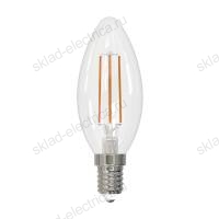 LED-C35-5W/4000K/E14/CL/SLF Лампа светодиодная. Форма "свеча", прозрачная. Белый свет (4000K). ТМ Volpe
