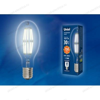 LED-ED90-30W/DW/E40/CL GLP05TR Лампа светодиодная, прозрачная. Дневной белый свет (6500K). Картон. ТМ Uniel