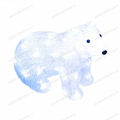 Фигура светодиодная Белый медведь-4. 40 светодиодов. размер 31x15x25 см. цвет свечения-белый. IP20