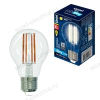 LED-A60-10W/WW/E27/CL PLS02WH Лампа светодиодная. Форма "A", прозрачная. Серия Sky. Теплый белый свет (3000K). Картон. ТМ Uniel