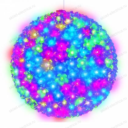 Фигура светодиодная Шар с цветами сакуры. 300 светодиодов. диаметр 27 см. цвет свечения-RGB. IP20