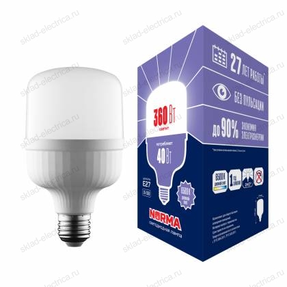 LED-M80-40W/6500K/E27/FR/NR Лампа светодиодная, матовая. Серия Norma. Дневной белый свет (6500K). Картон. ТМ Volpe.