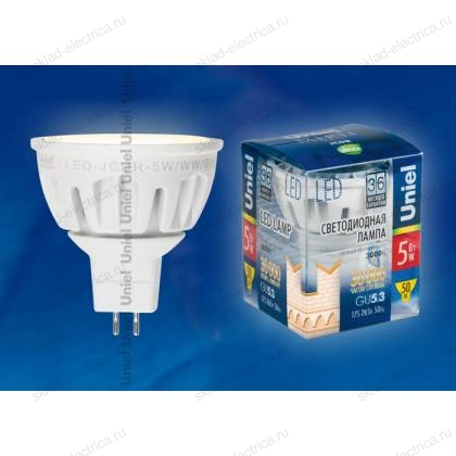 LED-JCDR-5W/WW/GU5.3/FR ALM01WH пластик