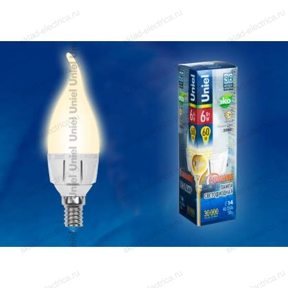 LED-CW37-6W/WW/E14/FR/DIM ALP01WH пластик