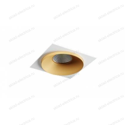 Светильник встраиваемый золотой с белой рамкой Quest Light SINGLE LС gold + Frame 01 white