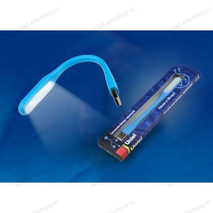 TLD-541 Blue Светильник-фонарь переносной Uniel, прорезиненный корпус, 6 LED, питание от USB-порта. Упаковка-картон, цвет-синий.