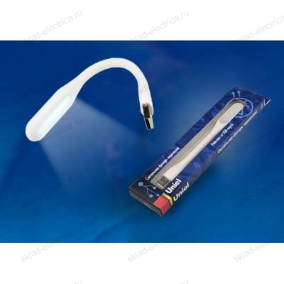 TLD-541 White Светильник-фонарь переносной Uniel, прорезиненный корпус, 6 LED, питание от USB-порта. Упаковка-картон, цвет-белый.