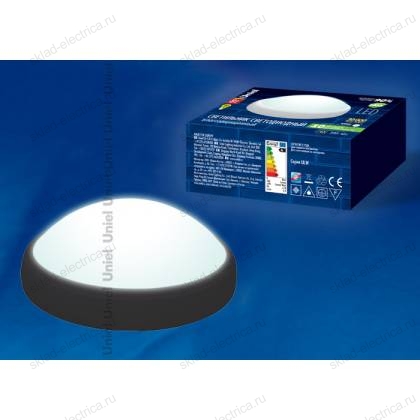 ULW-O03-8W/NW IP65 BLACK Овал. Светильник светодиодный влагозащищенный (пластиковый корпус). 8Вт, 560 Лм, 4500 К (белый свет), IP65, 220В. Цвет корпуса - черный. Упаковка коробка