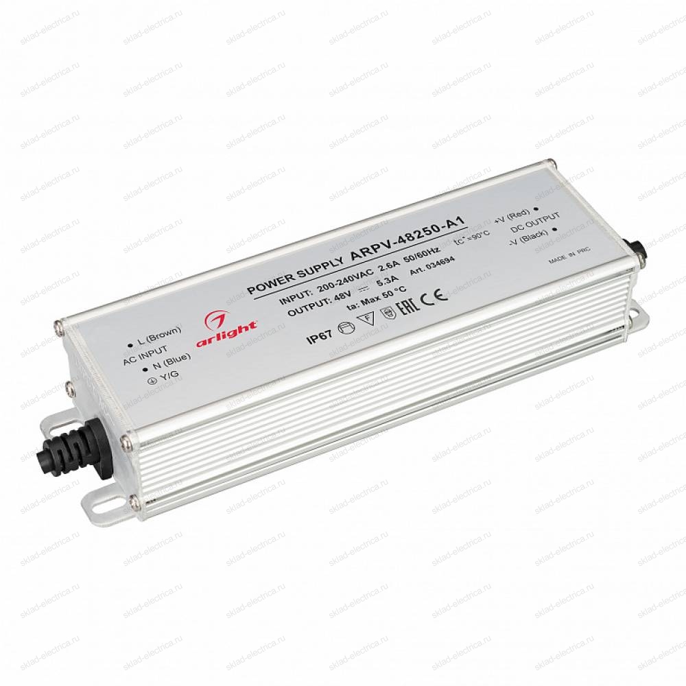 Блок питания ARPV-48250-A1 (48V, 5.3A, 254W) (Arlight, IP67 Металл, 3 года)