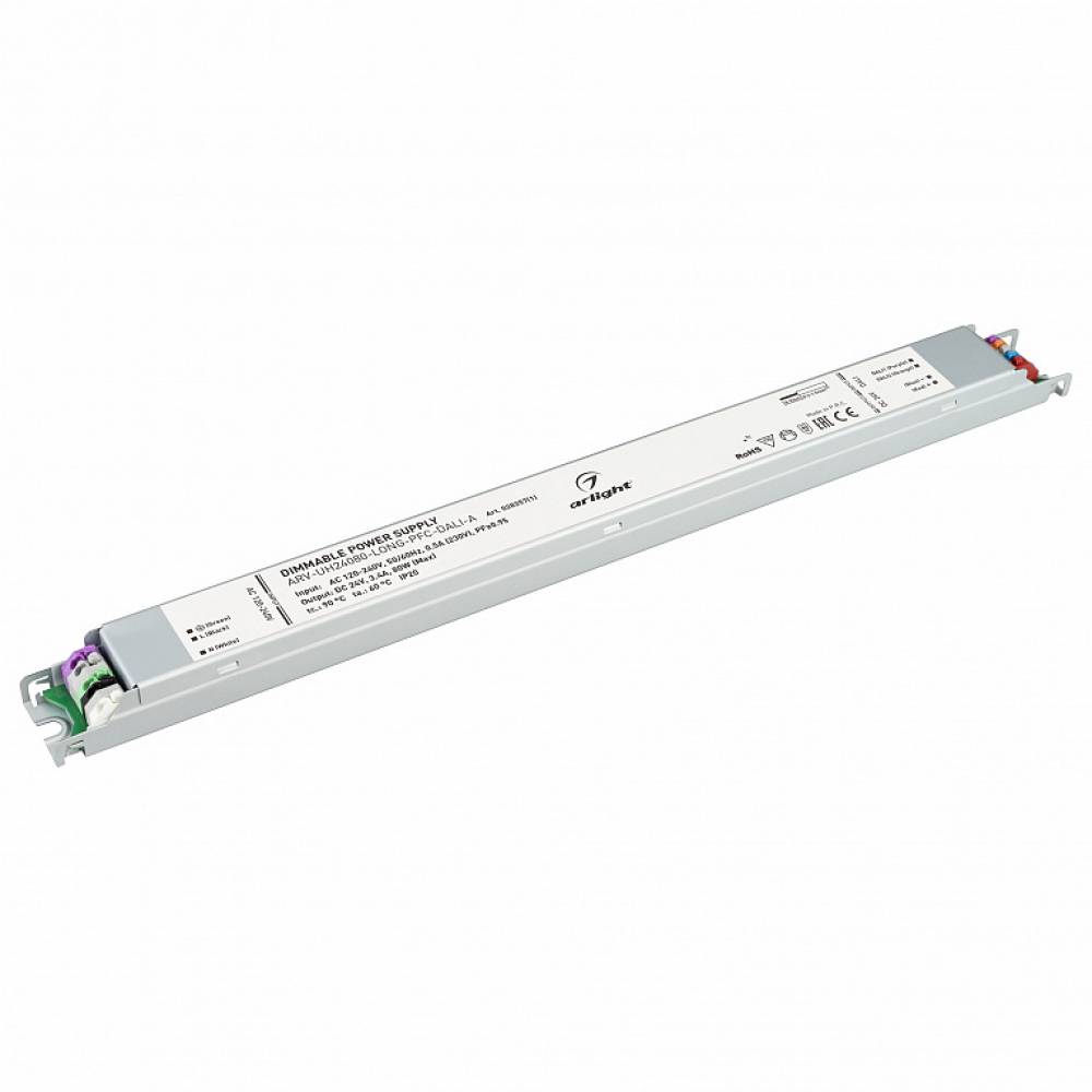 Блок питания ARV-UH24080-LONG-PFC-DALI-A (24V, 3.4A, 80W) (Arlight, IP20 Металл, 7 лет)