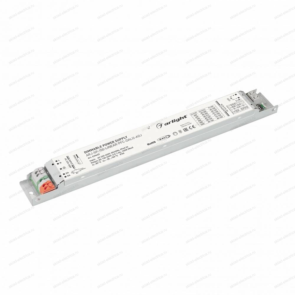 Блок питания ARJ-SP-150-LINEAR-PFC-DALI2-ADJ (150W, 120-330V, 0.5-1.0A) (Arlight, IP20 Металл, 5 лет)