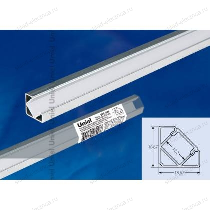 UFE-A03 SILVER 200 POLYBAG Накладной профиль для светодиодной ленты, анодированный алюминий. Длина 200 см. ТМ Uniel