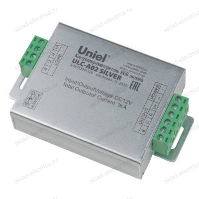 ULC-A02 SILVER Контроллер-повторитель RGB сигнала, для светодиодных лент. 6Ах3канала, 216Вт(12В)/432Вт(24В). TM Uniel