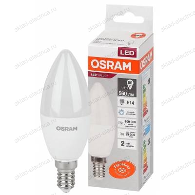 Лампа светодиодная OSRAM LED-Value 7 Вт E14 6500К 560Лм 220 В Свеча