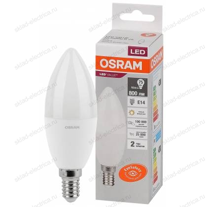 Лампа светодиодная OSRAM LED-Value 10 Вт E14 3000К 800Лм 220 В