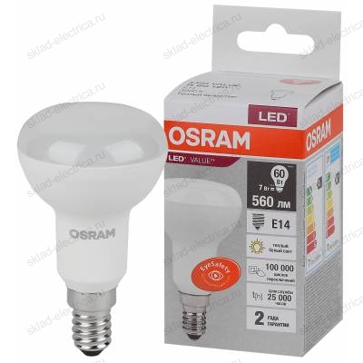 Лампа светодиодная OSRAM LED-Value 7 Вт E14 3000К 560Лм 220 В Грибовидная