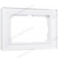 Рамка для двойной розетки белое стекло Werkel Favorit a033478 WL01-Frame-01-DBL