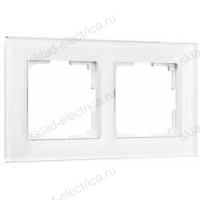 Рамка двойная белое стекло Werkel Favorit WL01-Frame-02