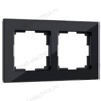Рамка двойная Werkel Favorit, черное стекло WL01-Frame-02 