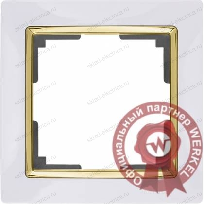 Рамка одинарная Werkel Snabb, белый/золото a035252 WL03-Frame-01-white-GD