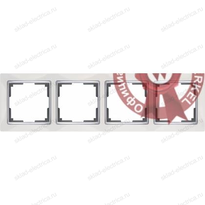 Рамка четверная Werkel Snabb, белый/серебро a028883 WL03-Frame-04-white