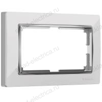 Рамка для двойной розетки Werkel Snabb, белый/серебро a033481 WL03-Frame-01-DBL-white