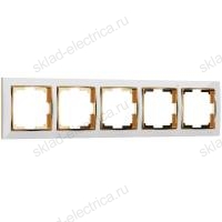 Рамка пятерная Werkel Snabb, белый/золото a035257 WL03-Frame-05-white-GD