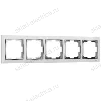 Рамка пятерная Werkel Snabb, белый/серебро a030802 WL03-Frame-05-white