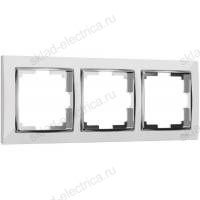Рамка тройная Werkel Snabb, белый/серебро a028882 WL03-Frame-03-white