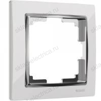 Рамка одинарная Werkel Snabb, белый/серебро a028880 WL03-Frame-01-white
