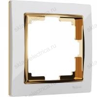 Рамка одинарная Werkel Snabb, белый/золото a035252 WL03-Frame-01-white-GD