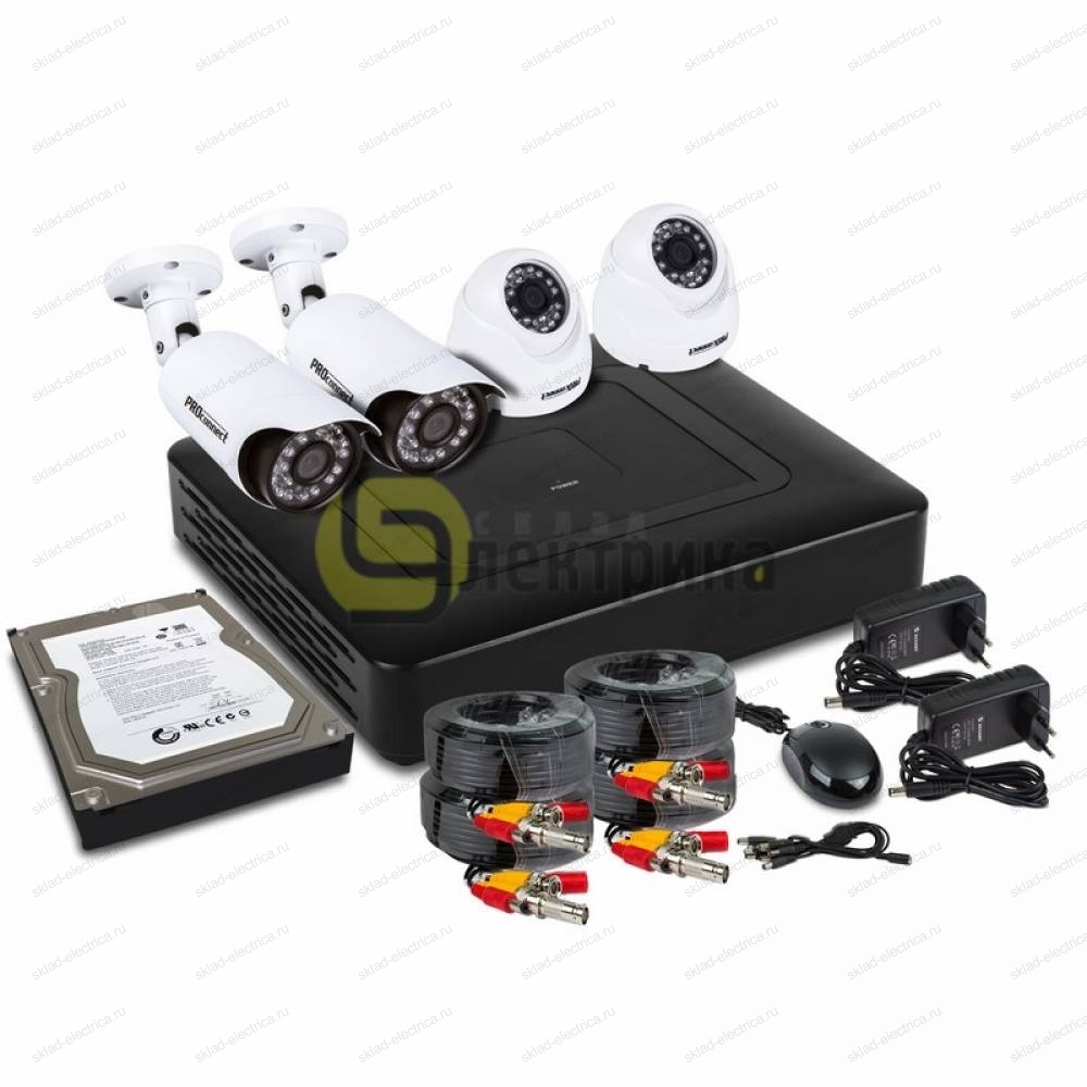 Комплект видеонаблюдения на 2 внутренние и 2 наружные камеры AHD-M (с HDD-1Tб) 45-0415