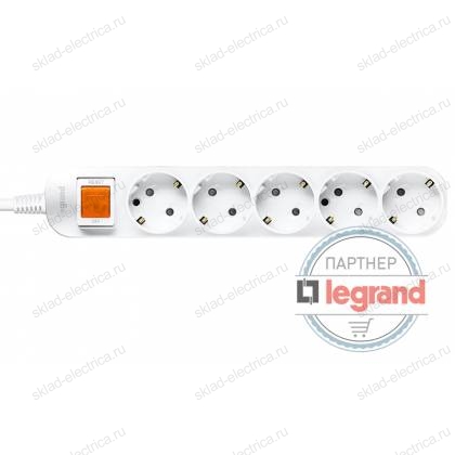 Удлинитель 5 постов Legrand Anam e-Fren с выключателем, 2,5м, 16A L855961D2